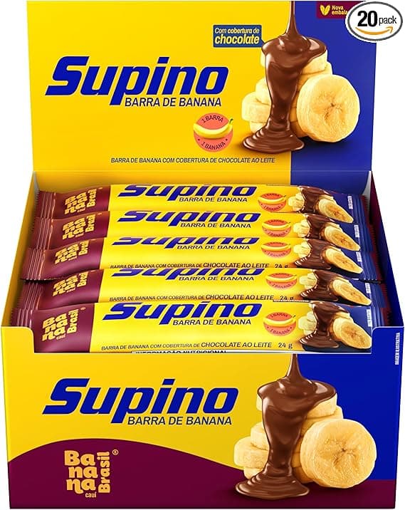 Banana Brasil Supino Original – 20 barras com chocolate ao leite