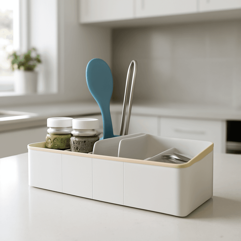 Organizador compacto para cozinha que facilita o armazenamento e mantém tudo à mão