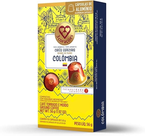 3 Corações Regiões do Mundo Colômbia: 10 cápsulas Nespresso, R$21,49