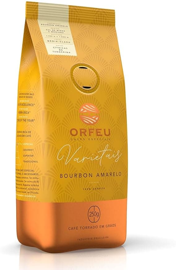 Orfeu Bourbon Amarelo 250 g: Arábica, torra clara cítricas—R$44,99
