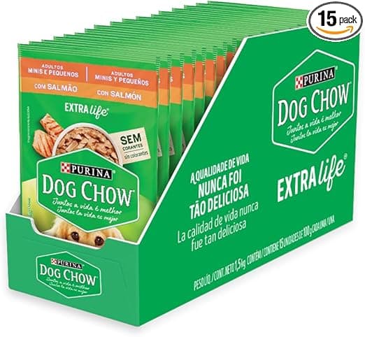Dog Chow Salmão para Cães Pequenos – Pack 15 Sachês 100 g por R$33,59