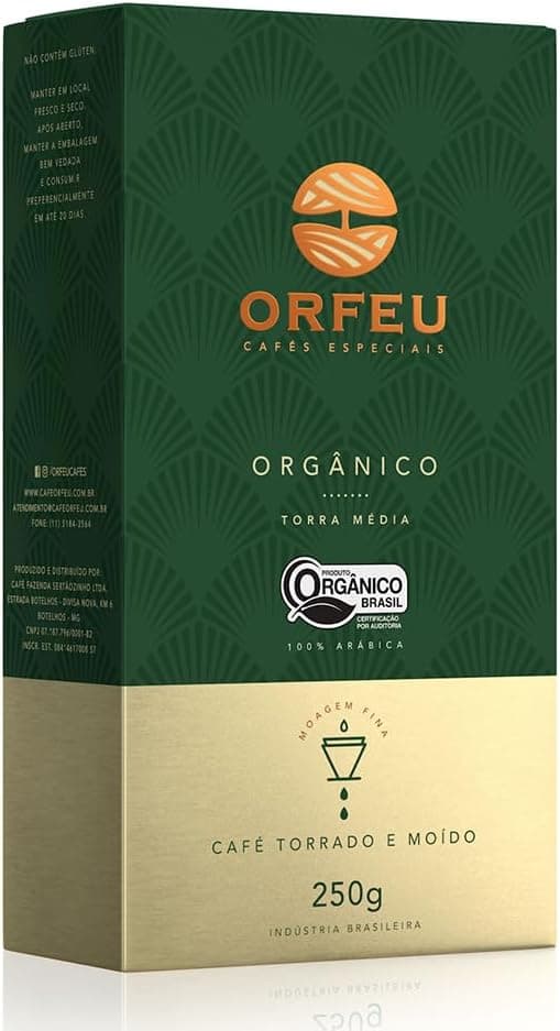 ORFEU Café Moído Orgânico 250g: sabor equilibrado e certificações