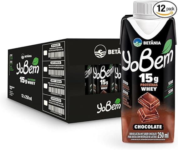 Pack YoBem Proteína Whey Chocolate: 12 bebidas por R$84,90 na Amazon