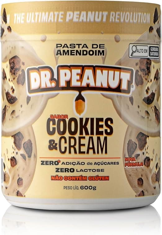 Dr. Peanut Pasta de Amendoim com Whey – Cookies &amp; Cream 600 g por R$50,90
