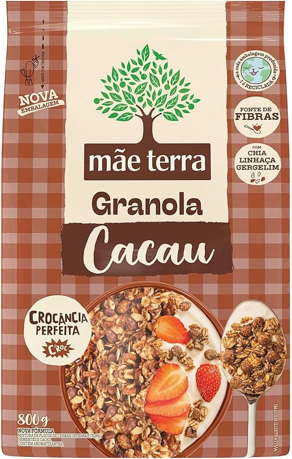 Granola Mãe Terra Cacau 800G: crocante e vegana por R$38,14 na Amazon