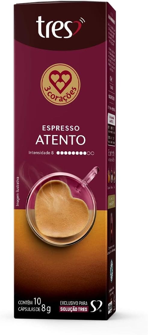 3 Corações Espresso Atento TRES 10 cápsulas a R$23,50 com frete grátis