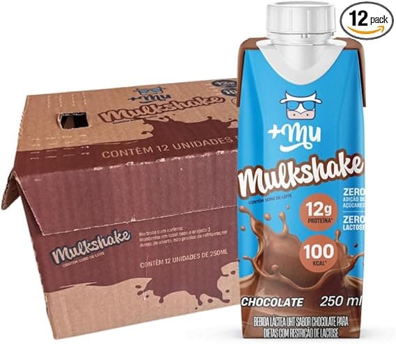 Mu Mulkshake Chocolate: Pack 12, 12 g/porção, R$85,89 frete grátis