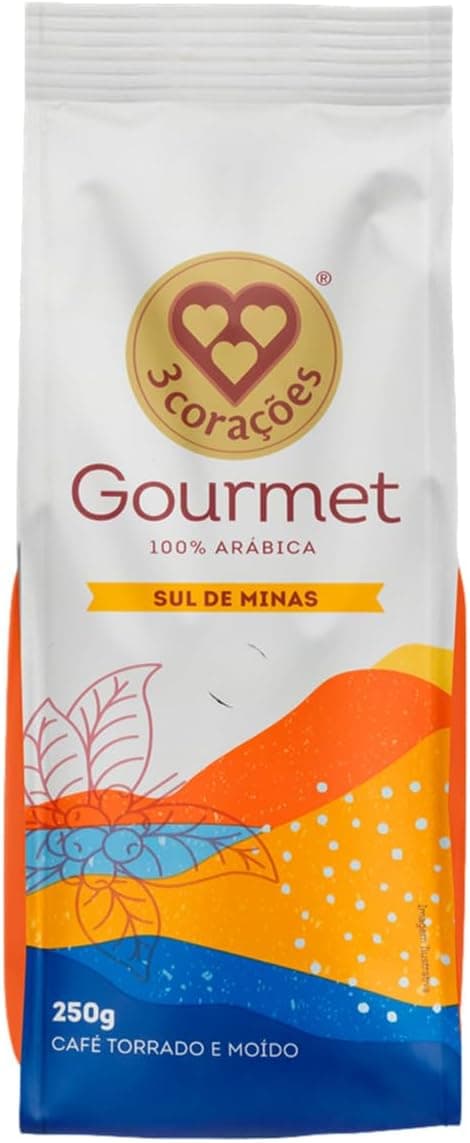 3 Corações Gourmet Sul de Minas 250g Torrado Moído R$34,49 na Amazon