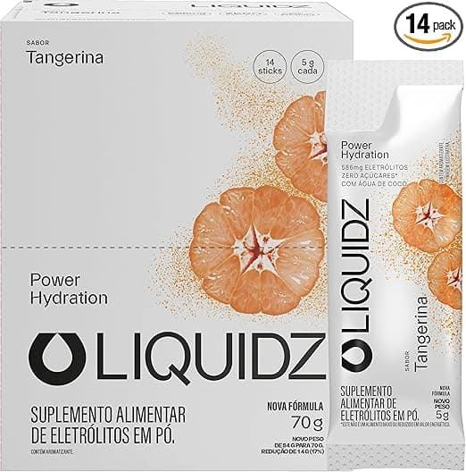 LIQUIDZ Eletrólitos sem açúcares Tangerina: Kit 14 sachês por R$79