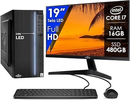 PC completo com i7, 16GB, SSD 480GB e monitor 19 por R$1.285,00