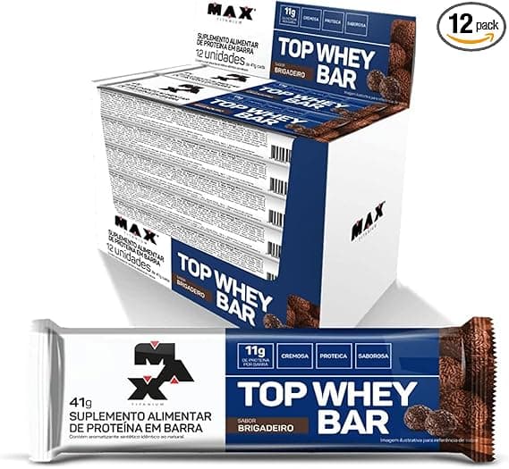 Max Titanium Top Whey Bar Brigadeiro: 12 x 41 g por R$74,90 na Amazon