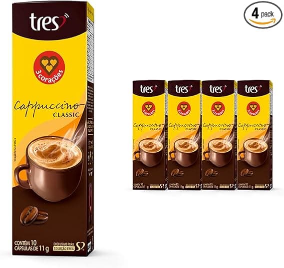 3 Corações Cappuccino Classic TRES: 40 un, R$84,51 com entrega grátis