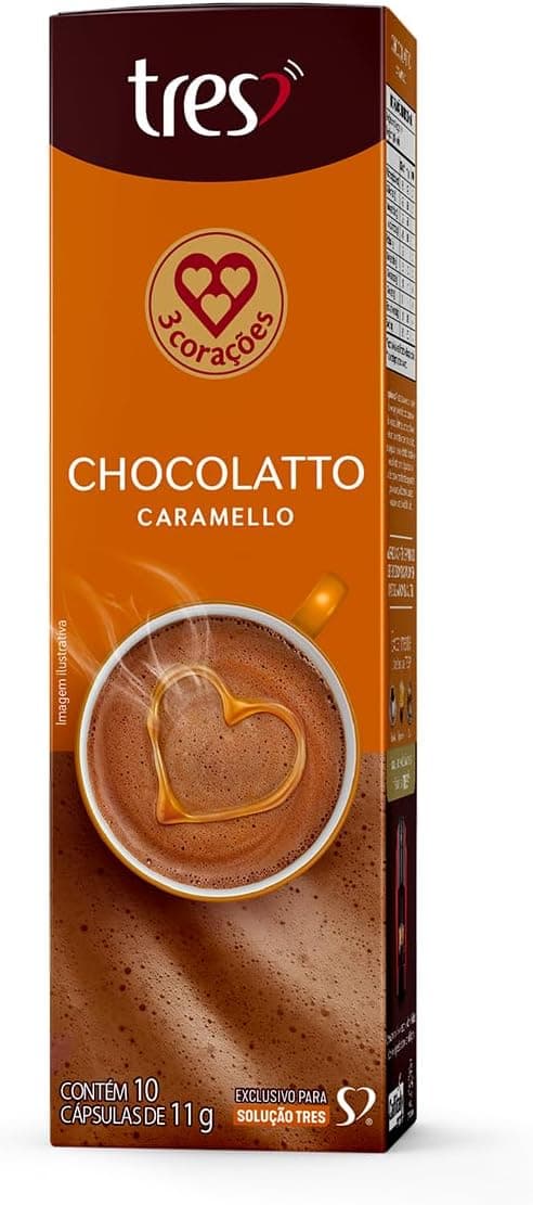 3 Corações Chocolatto Caramelo TRES: 10 cápsulas por R$24,69 na Amazon