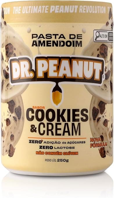 DR. Peanut Cookies and Cream 250 g por R$29,90 com whey e sem açúcar