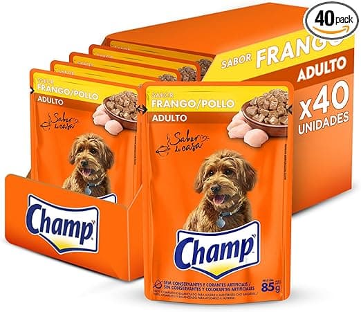 Champ Sachê Ração Úmida para Cães Adultos – Frango Caseiro, 40 sachês
