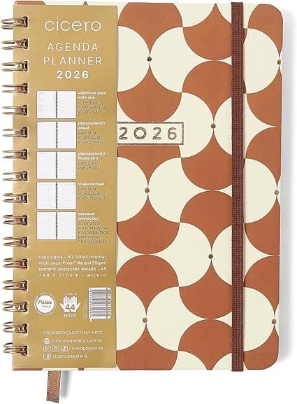 Agenda Wire-O 2026 BOSSA NOVA Boemia Caramelo: 15% OFF na Amazon