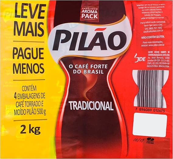 Pack Pilão Tradicional Torrado e Moído a Vácuo 2kg 4x500g: R$205,17
