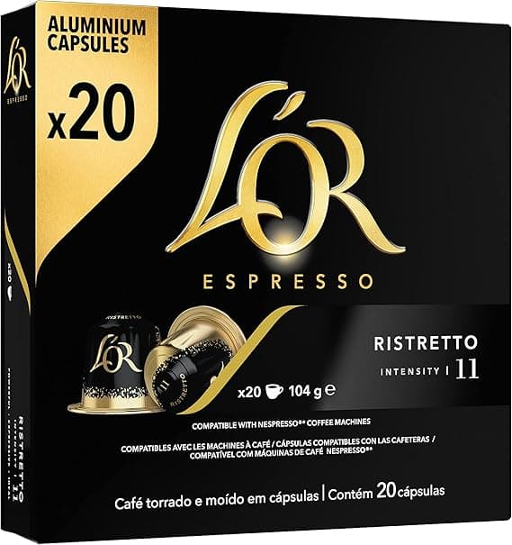 L’OR Ristretto: 20 cápsulas por R$44,99 (R$2,25/unid) Intensidade 11