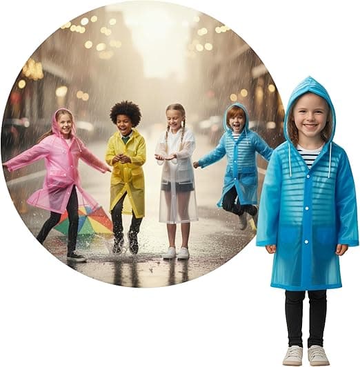 Capa de Chuva Infantil STYD em EVA com Capuz ajustável, R$22,90