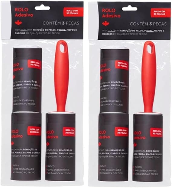 Kit Removedor de Pelos: 2 Rolos + 4 Refis, R$17,90 na Amazon
