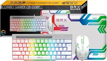 Combo BRX CB-G089W: teclado, mouse e mousepad branco RGB por R$212,03