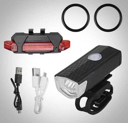 Kit para Bike: Farol LED e Lanterna USB Recarregável — R$15,90