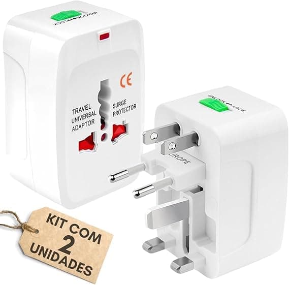 Kit 2 de Adaptadores Universais para Viagem — R$ 20,90, 150+ países