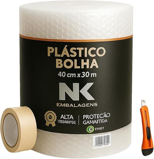 Bobina de Plástico Bolha 40 cm x 30 m – proteção por R$ 29,99