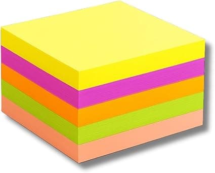 Bloco de Notas Adesivas Neon: 400 folhas, 5 cores, R$14,90