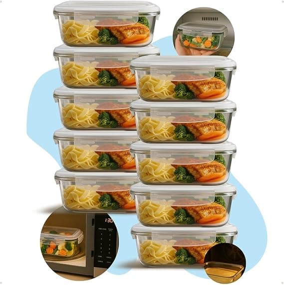 Kit 10 Potes Herméticos de Vidro 640ml – R$114,99 para volta às aulas
