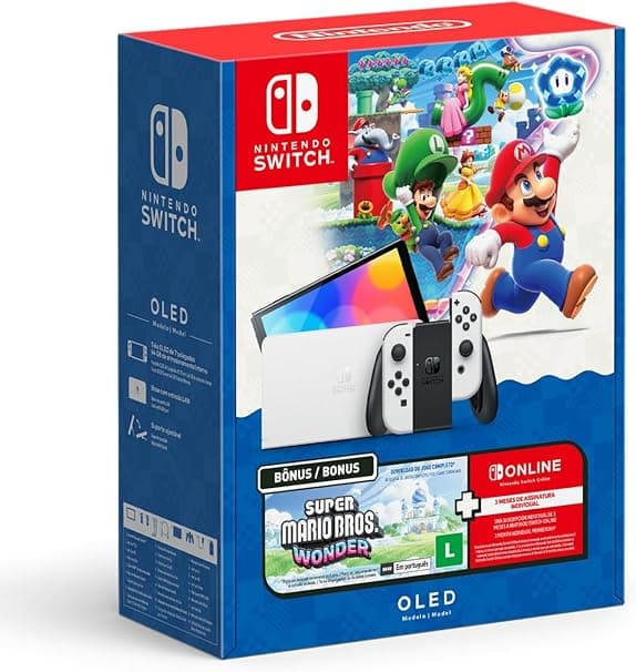 Switch OLED: Super Mario Bros. Wonder + 3 Meses Online – R$ 2.631,78