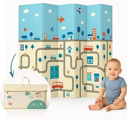 Tapete Infantil Dobrável 6 mm 180×150 cm, Estampas Safari e Cidade