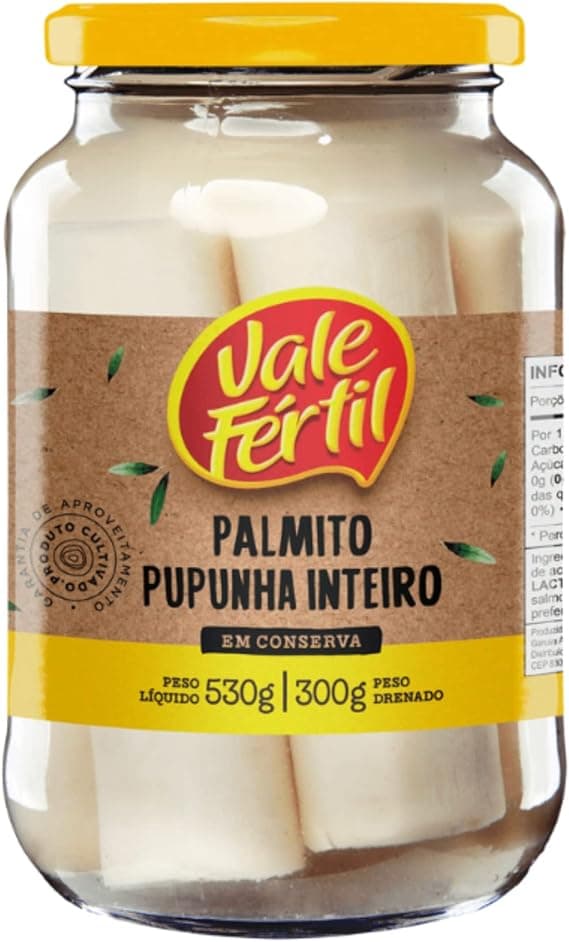 Palmito Pupunha Vale Fértil em conserva 300 g R$41,50 frete grátis