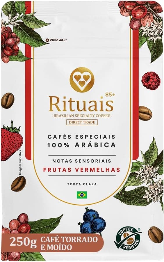 3 Corações Rituais 85+ Café Torrado e Moído 250 g — Frutas Vermelhas, R$43,55