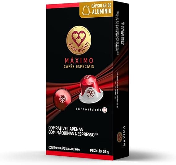 3 Corações Máximo Intensidade 13: 10 cápsulas por R$19,95 na Amazon