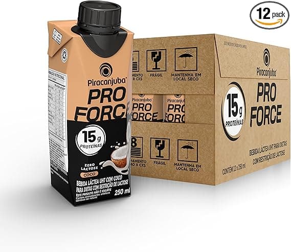 Piracanjuba ProForce 15 g Proteínas Zero Lactose Coco 12x250ml-R$95,88