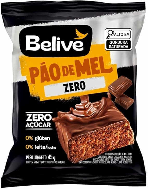 Belive Pão de Mel Zero 45g, sem açúcar/glúten/lactose — R$7,97 Amazon
