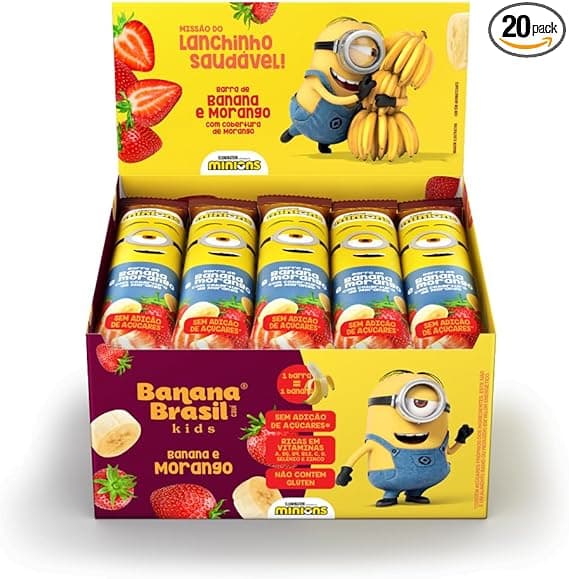 Banana Brasil Morango com Cobertura 20×22 g, R$59,73 com frete grátis