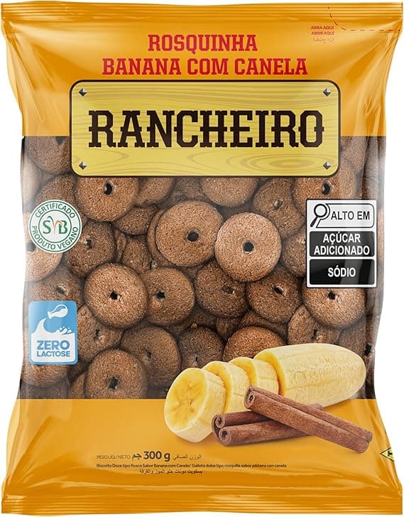 Rosquinha Banana e Canela 300g Vegana, R$7, frete grátis acima de R$19
