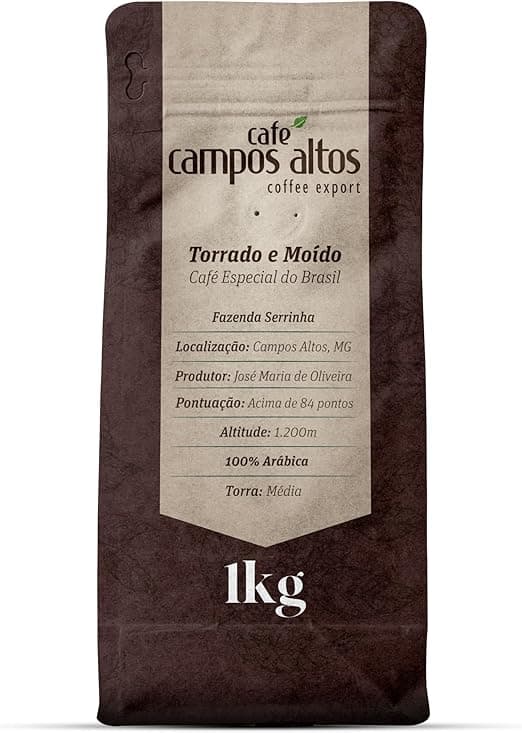 Café Campos Altos: 1 Kg Torrado e Moído, Arábica, frete grátis