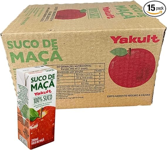 Suco Yakult 100% Maçã — 15 Unid R$54,98, 30% desconto, frete grátis