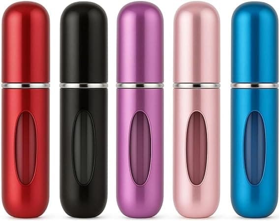 Kit 5 frascos de perfume 5ml recarregáveis: cabe na bolsa por R$17,90