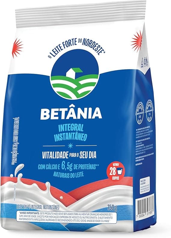 Leite em Pó Betânia Integral Instantâneo 750 g rende 31 copos R$34,90