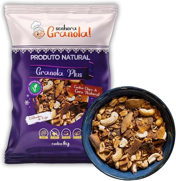 Granola Plus 1kg com castanha de caju e coco por R$33,97 na Amazon