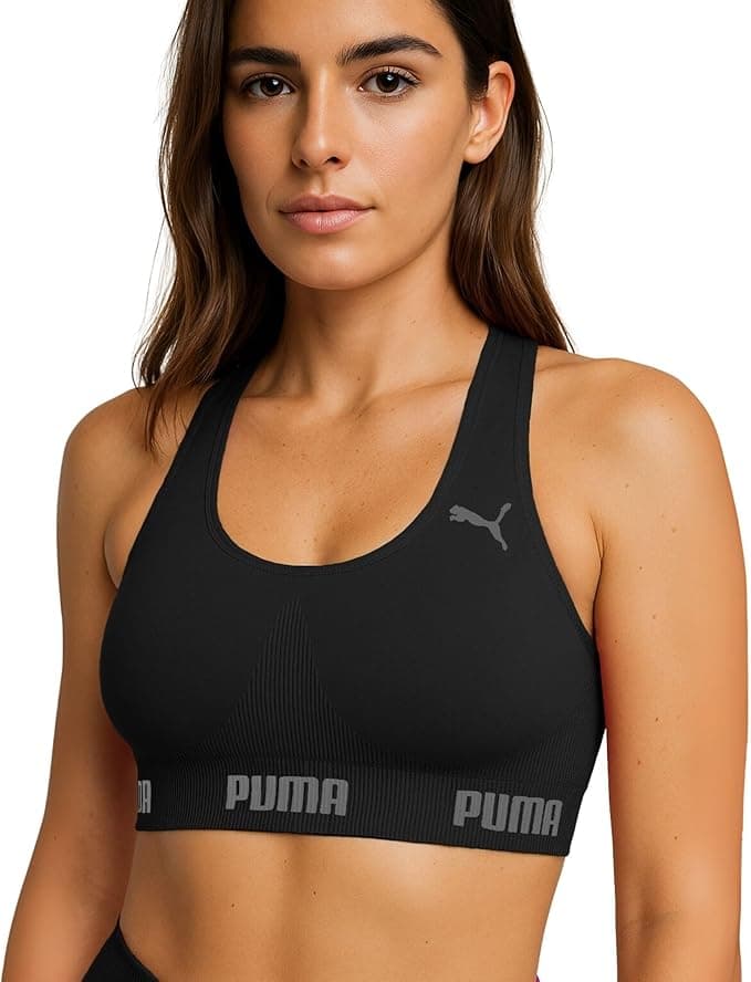 Top Puma: sustentação alta, sem bojo/costura — R$45,90 na Amazon