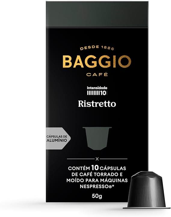 Baggio Ristretto para Nespresso: 10 cápsulas por R$20,90 com frescor
