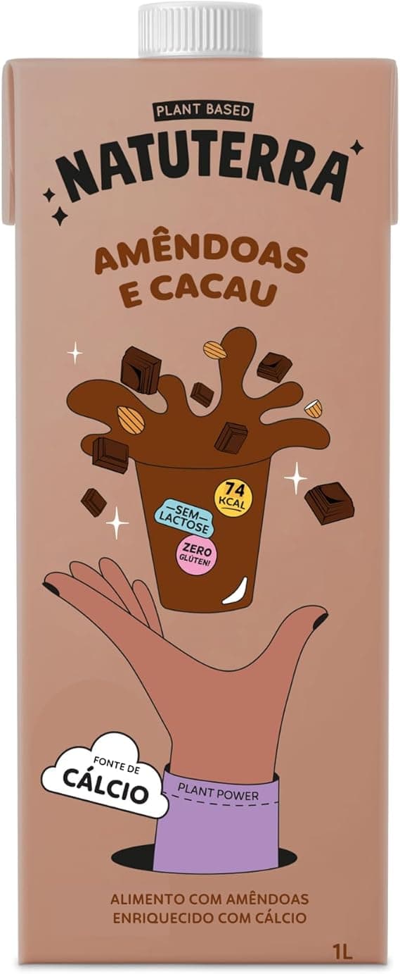 Achocolatado de amêndoas e cacau Natuterra 1 L — R$15,99 na Amazon