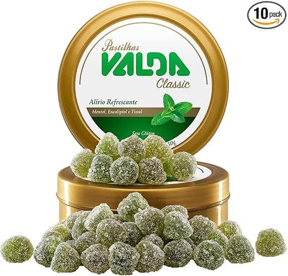 Valda Kit: 10×50 g com Mentol, Eucaliptol e Timol R$132,49 na Amazon