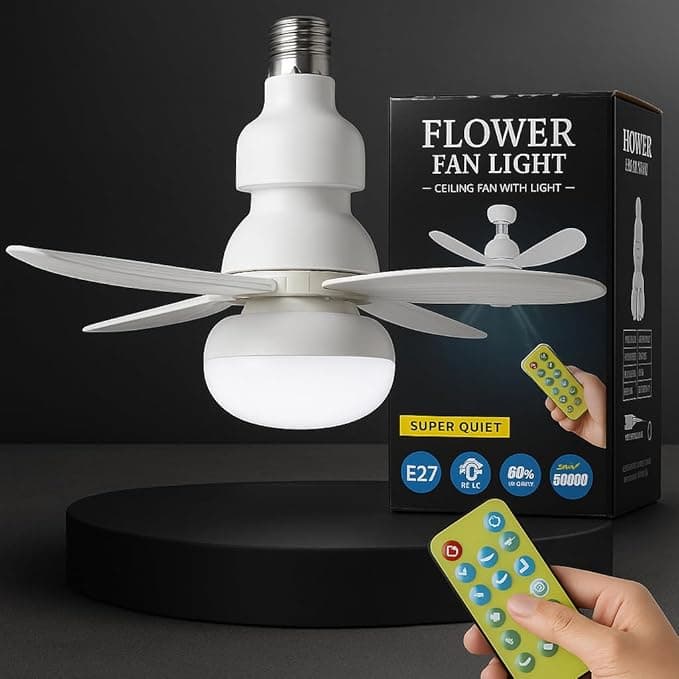 Ventilador de Teto LED 60W – 3 Velocidades, Controle Remoto – R$84,90