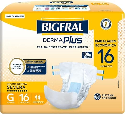Fralda Bigfral Derma Plus Econômica G 16 Unidades — por R$45,09